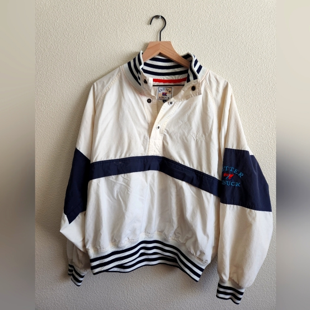 VINTAGE  Cutter & Buck Golf Winbreaker Ivory/Navy